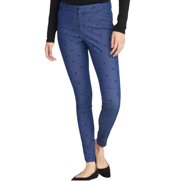 Old Navy Pants - OLD NAVY Pixie Polka Dot Ankle Pants in Blue w/ Black Dots Size 6 -- NWT